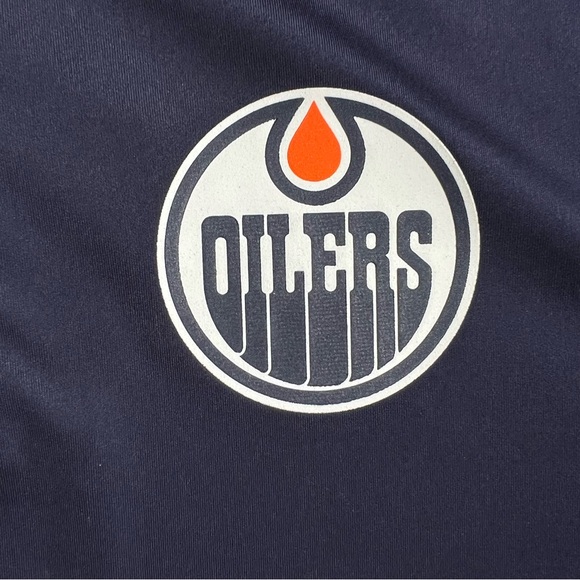 ADIDAS / EDMONTON OILERS / NHL NAVY BLUE QUARTER ZIP PULLOVER SIZE SMALL - Picture 10 of 12